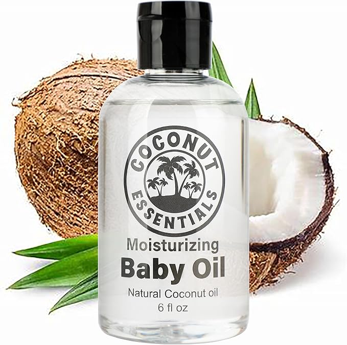 Coconut Essentials BABY OIL - Liquid Coconut oil (MCT) - No Mineral oil - Unscented Moisturizer - Infant & Newborn - Massage, Scalp Sensitive Skin, Eczema & Dry Skin Relief - Fragrance Free (6oz) - Image 2